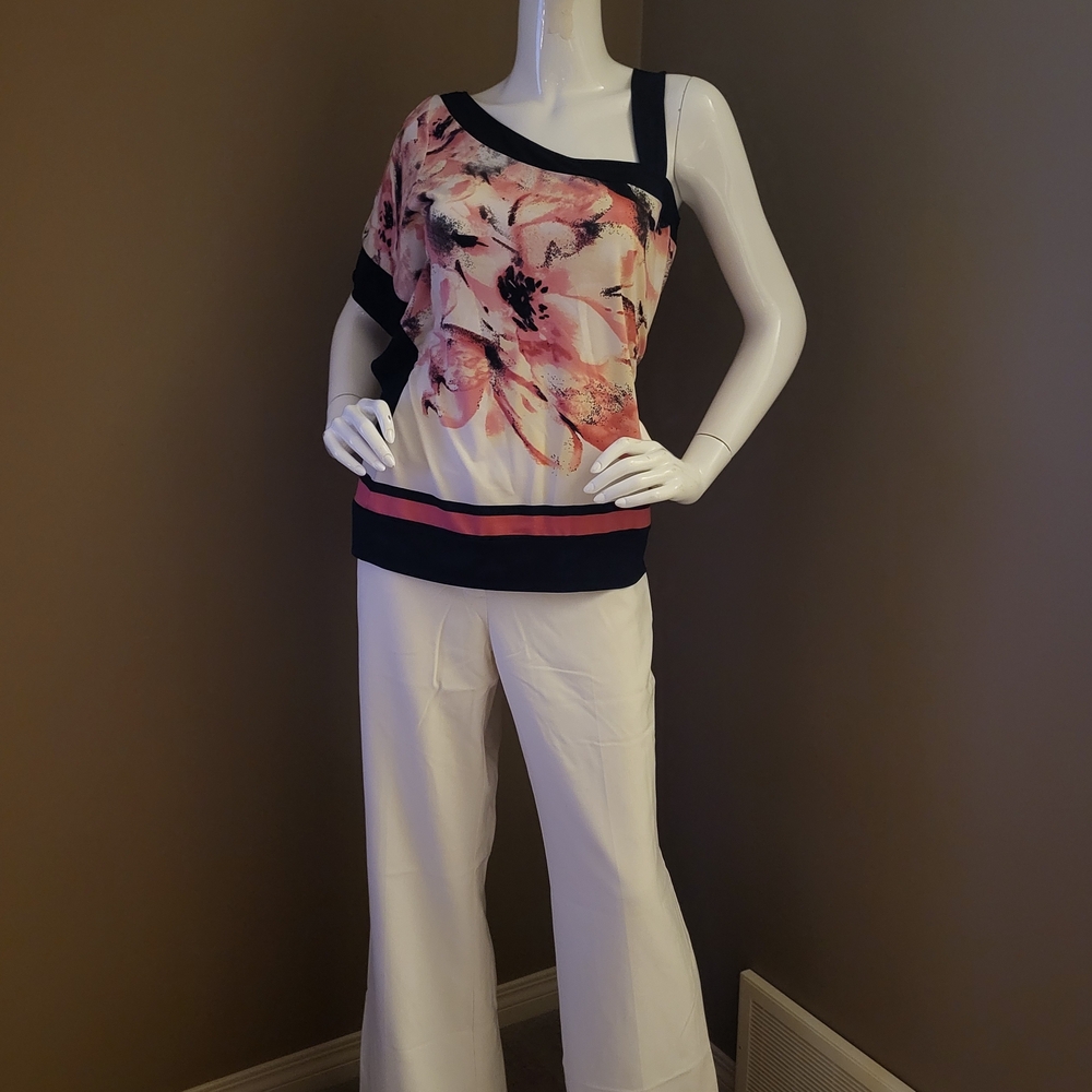 Ricki's Pink and Black Floral Asymmetrical Blouse - Picture 2 of 3